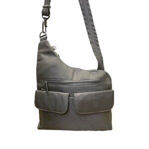 Travelon Women’s Gray Nylon Multiple Pockets Classic Anti-Theft Crossbody Bag